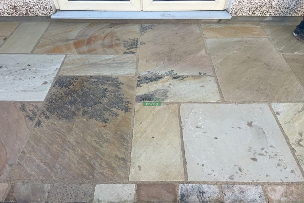 Patio with Mint Indian Sandstone Slabs in Hansfield Wood, Dublin