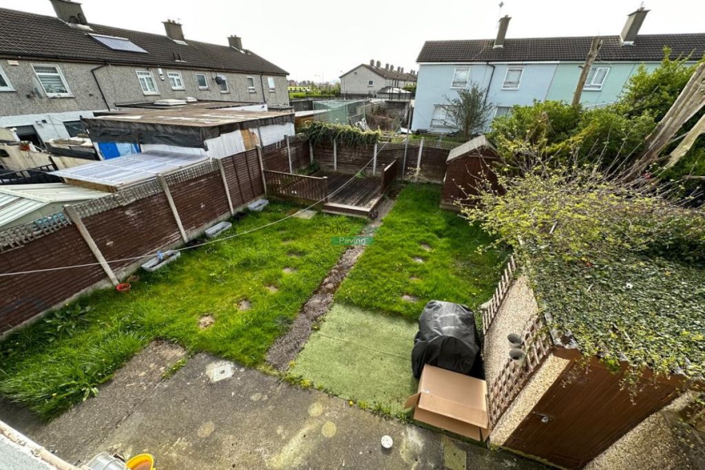 Patio with Silver Granite Slabs, Charcoal Borders and Raised Flowerbeds in Tallaght, Dublin (2)