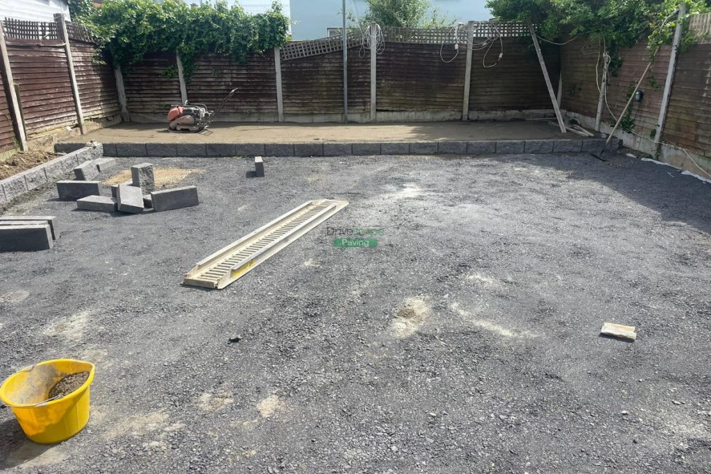 Patio with Silver Granite Slabs, Charcoal Borders and Raised Flowerbeds in Tallaght, Dublin (4)