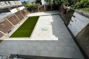 Patio with Silver Granite Slabs, Charcoal Borders and Raised Flowerbeds in Tallaght, Dublin (8)