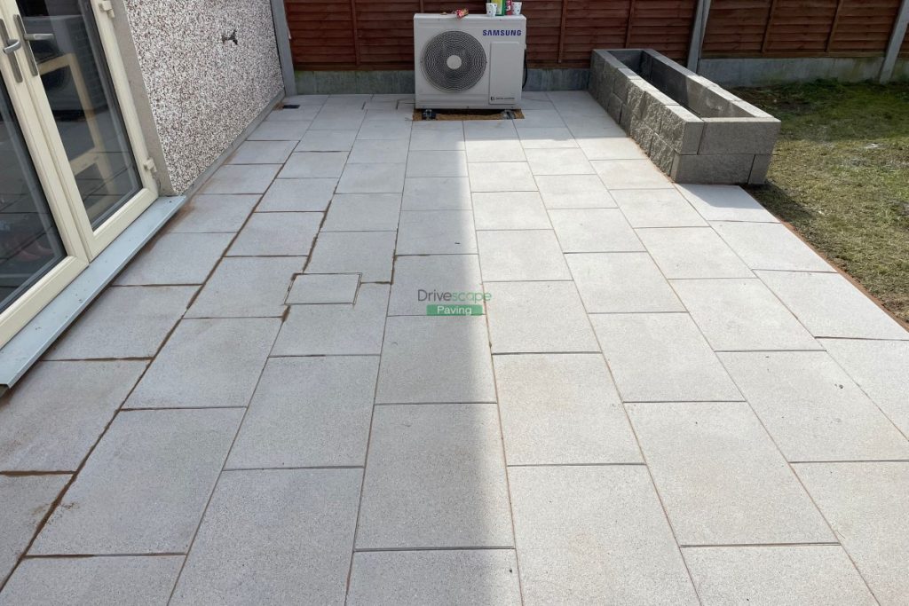 Patio with Silver Granite Slabs and Raised Flowerbeds in Hansfield Wood, Dublin (4)