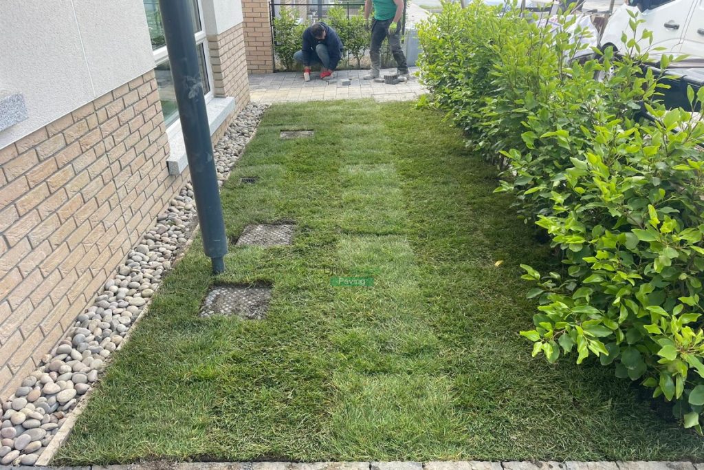 Patio with Silver Granite Slabs and Roll-On Turf in Portmarnock, Co. Dublin (4)