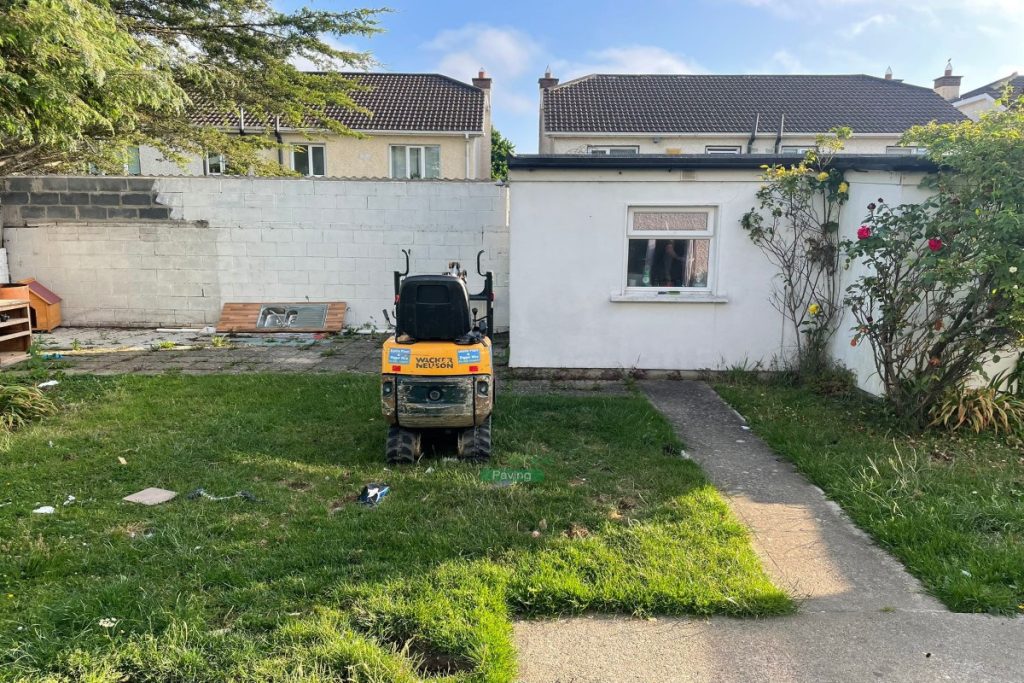 Granite Slabbed Patio with Curved Flowerbeds in Lucan, Dublin (1)