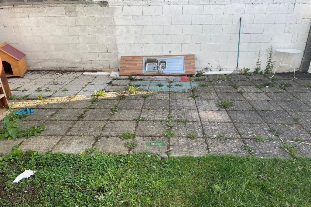 Granite Slabbed Patio with Curved Flowerbeds in Lucan, Dublin (3)