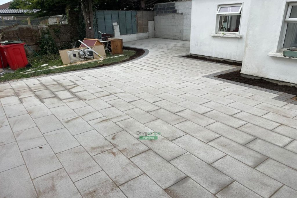 Granite Slabbed Patio with Curved Flowerbeds in Lucan, Dublin (5)