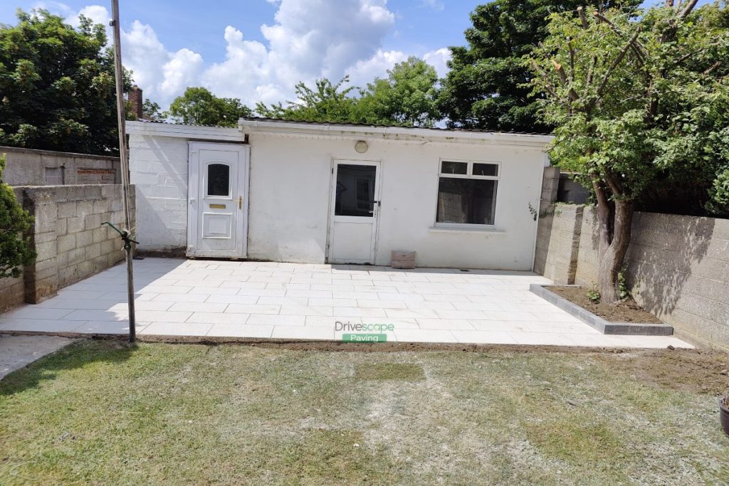 Patio with Silver Granite Slabs and Charcoal Kerbing in Killester Avenue, Dublin (3)