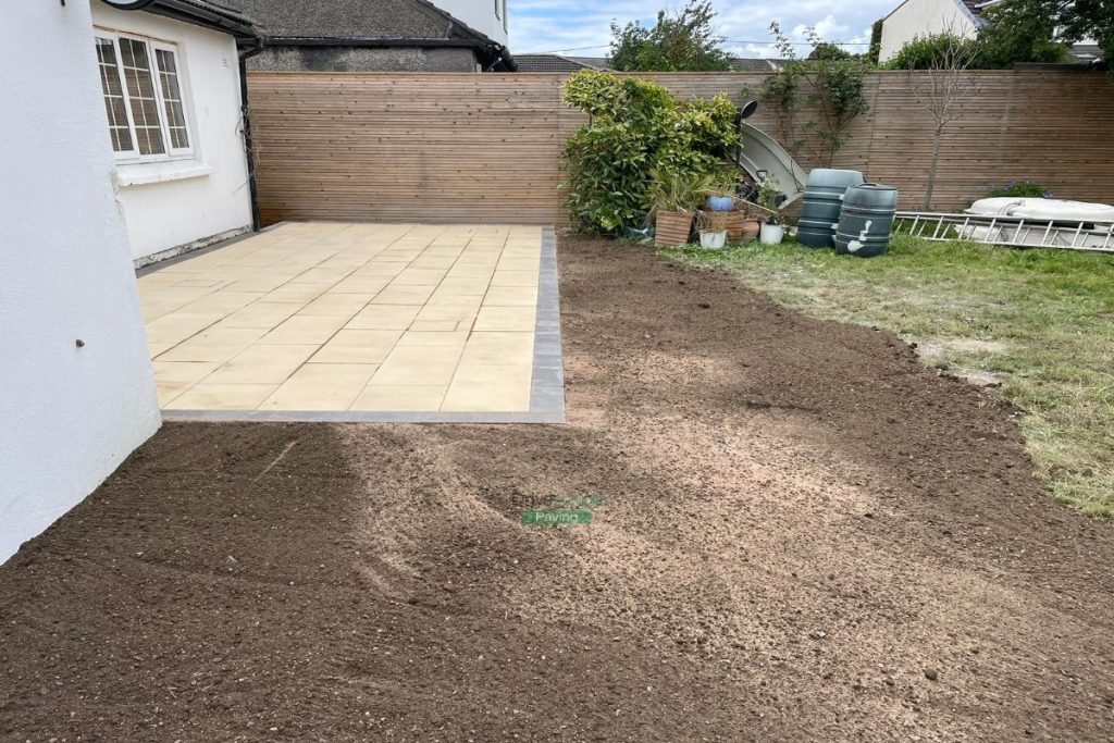 Oyster Granite Slabbed Patio with Fresh Topsoil in Templeogue, Dublin (5)