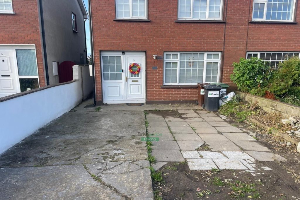 Patio with Porcelain Tiles and Driveway with Black Granite Paving in Kilcoole, Co. Wicklow (1)