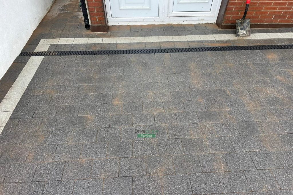 Patio with Porcelain Tiles and Driveway with Black Granite Paving in Kilcoole, Co. Wicklow (3)