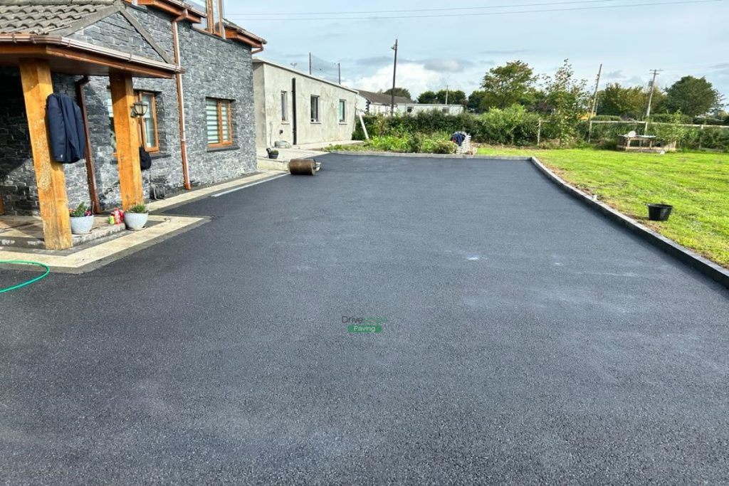 Asphalt Driveway with Charcoal Kerbing and Silver Granite Slabs in Oldtown, Co. Meath