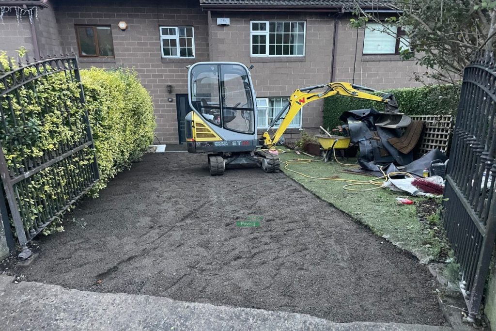 Curragh Gold Paved Driveway with Steps and Granite Wall in Greystones, Co. Wicklow (3)