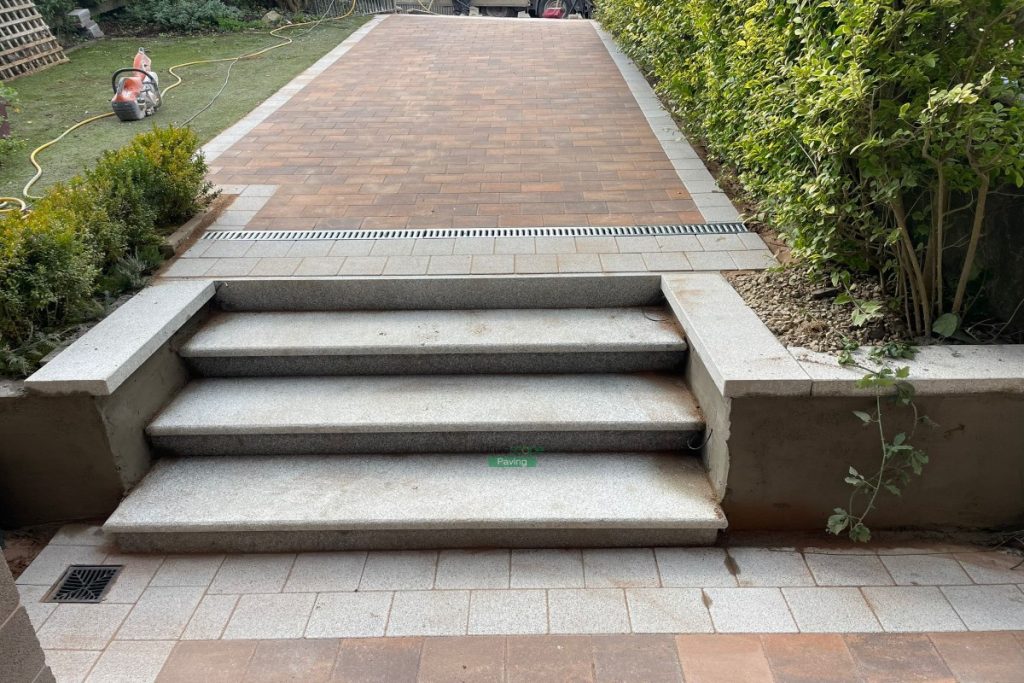 Curragh Gold Paved Driveway with Steps and Granite Wall in Greystones, Co. Wicklow (7)
