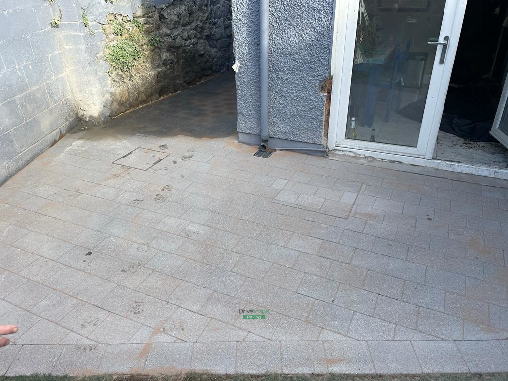 Patio with Black Granite Paving and ACO drains in Ringsend, Dublin