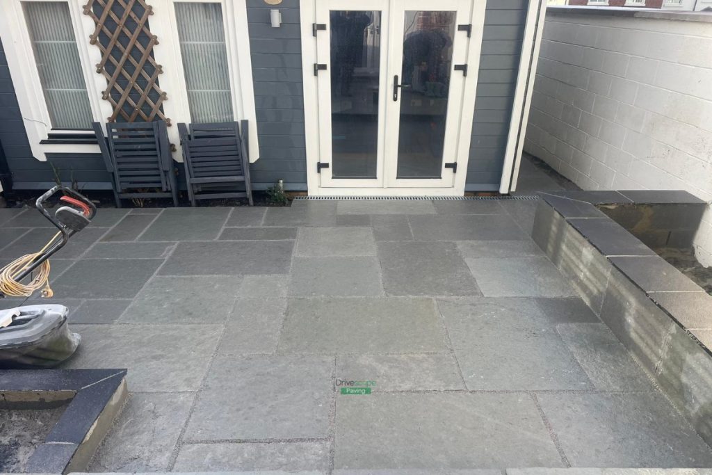 Patio with Grey Limestone Slabs and Raised Flowerbed in Johnstown, Co. Meath (3)