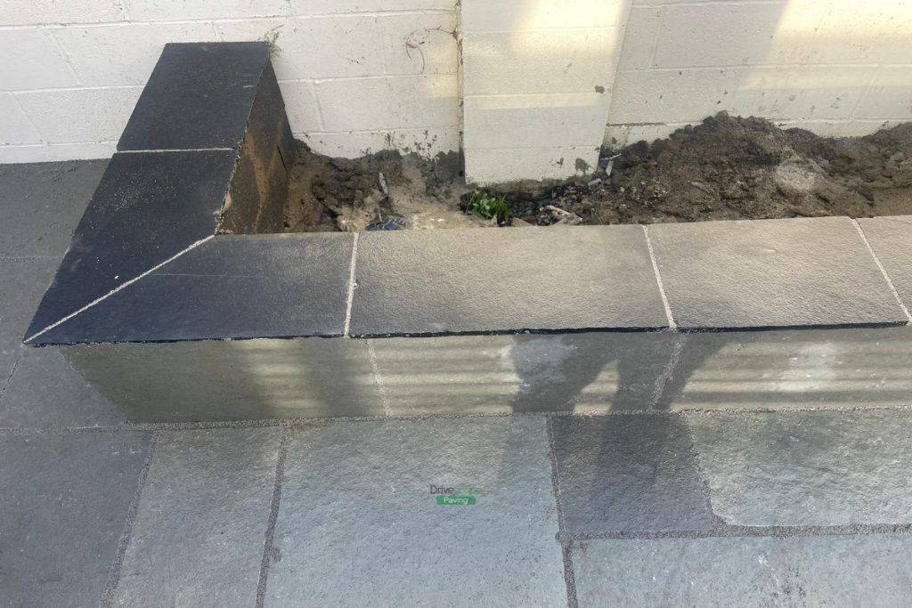 Patio with Grey Limestone Slabs and Raised Flowerbed in Johnstown, Co. Meath (7)