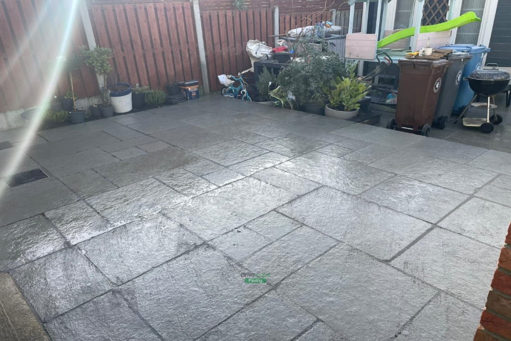 Patio with Grey Limestone Slabs and Raised Flowerbed in Johnstown, Co. Meath (9)