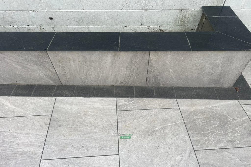 Porcelain Tiled Patio with Artificial Grass and Raised Flowerbeds in Lucan, Dublin (11)