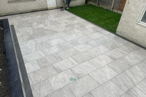 Porcelain Tiled Patio with Artificial Grass and Raised Flowerbeds in Lucan, Dublin (14)