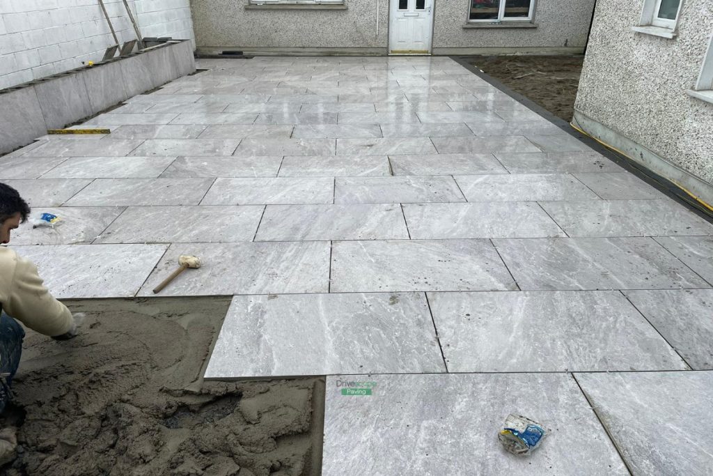 Porcelain Tiled Patio with Artificial Grass and Raised Flowerbeds in Lucan, Dublin (6)