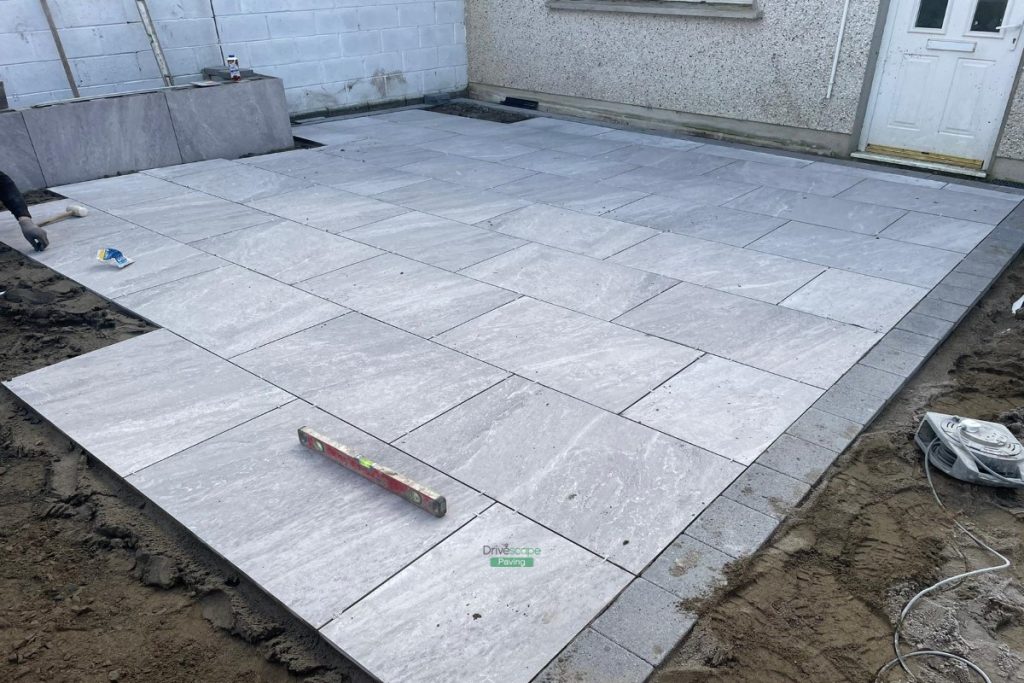 Porcelain Tiled Patio with Artificial Grass and Raised Flowerbeds in Lucan, Dublin (8)