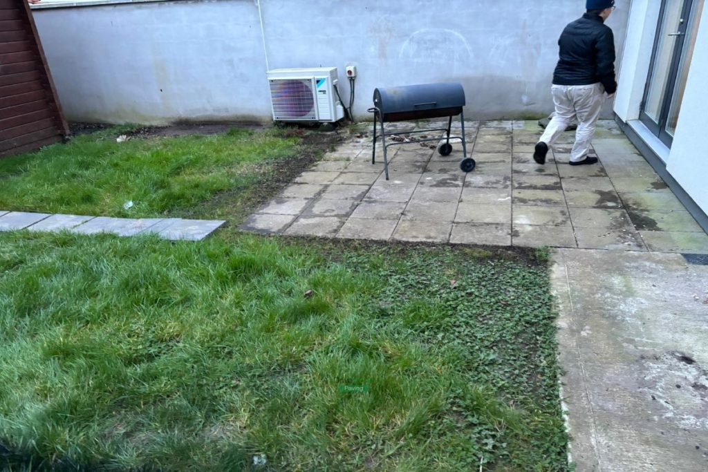 Patio with Oyster Slabs, Charcoal Borderlines and Roll-Out Turf in Portmarnock, Dublin (2)