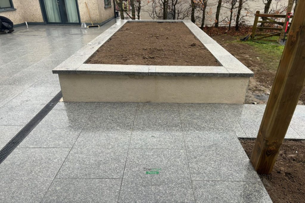 Patio with Gravelled Pathway, Roofed Pergola and Raised Flowerbeds in Balrothery, Co. Dublin (10)