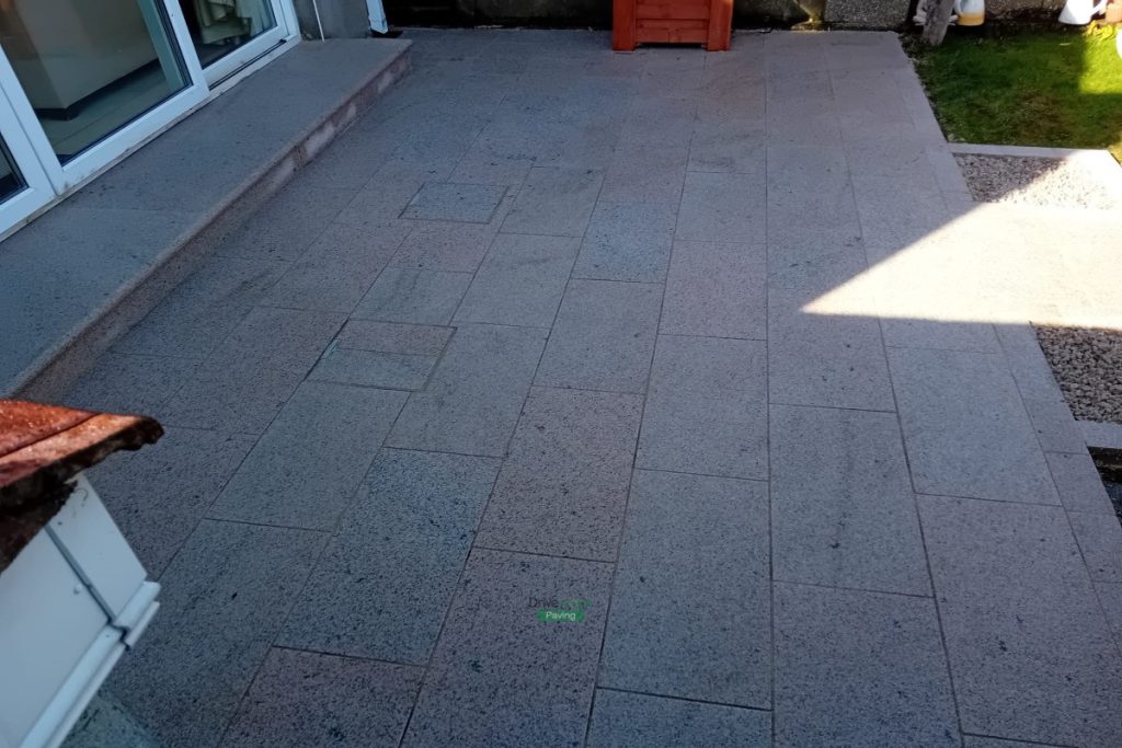 Patio with Brown Granite Slabs, Bull-Nose Step and Stepping Stones in Clontarf, Dublin (8)