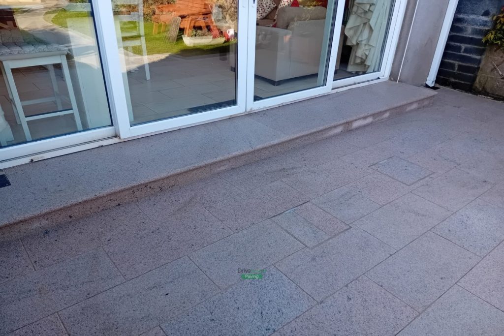 Patio with Brown Granite Slabs, Bull-Nose Step and Stepping Stones in Clontarf, Dublin (9)