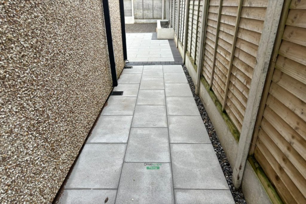 Silver Granite Slabbed Patio with Boxed Flowerbeds in Hansfield Wood, Dublin (3)