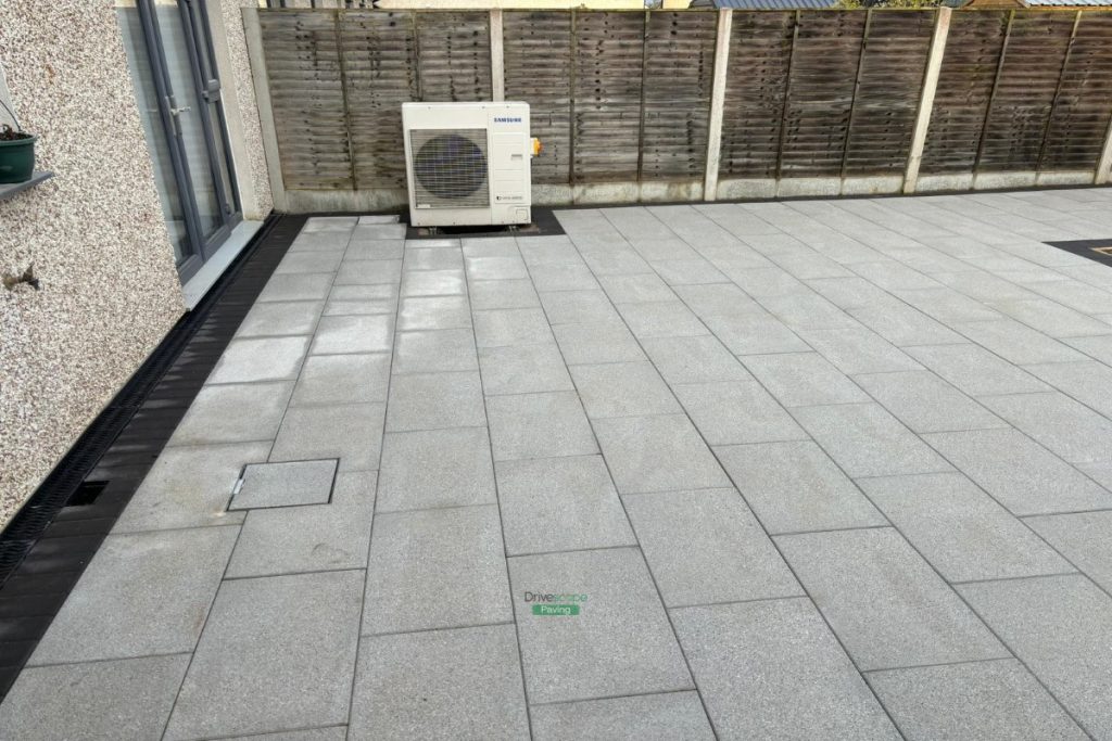 Silver Granite Slabbed Patio with Boxed Flowerbeds in Hansfield Wood, Dublin (6)