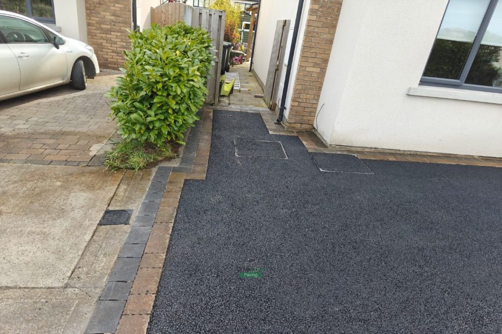 Asphalt Driveway with Connemara Walling and Charcoal and Coral Borderline in Swords, Dublin (10)