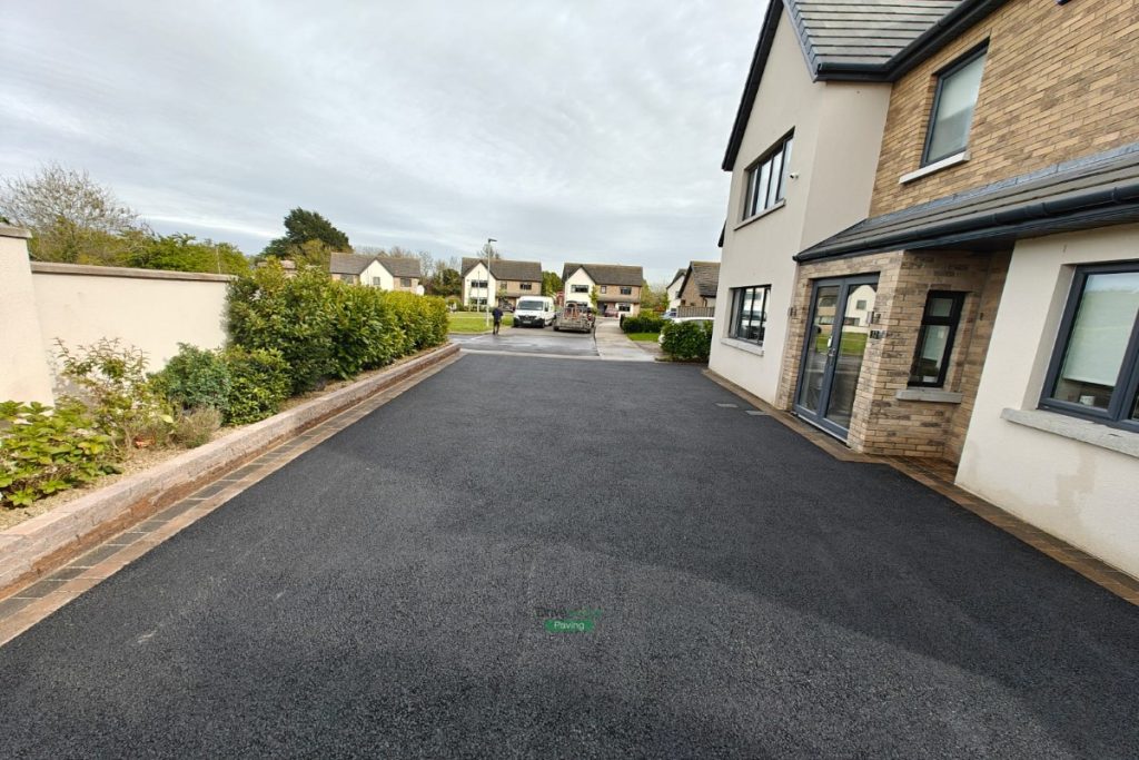 Asphalt Driveway with Connemara Walling and Charcoal and Coral Borderline in Swords, Dublin (2)