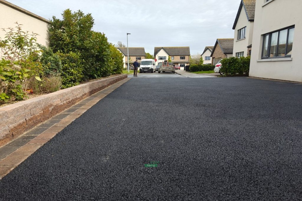 Asphalt Driveway with Connemara Walling and Charcoal and Coral Borderline in Swords, Dublin (6)