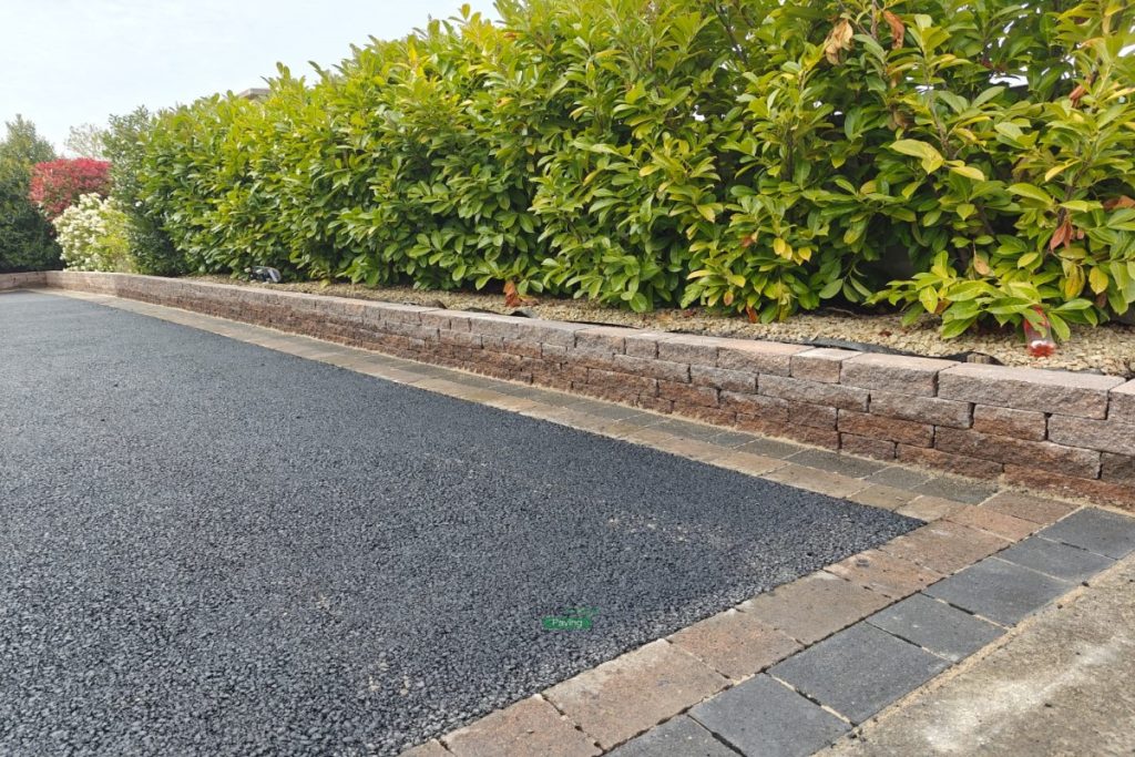 Asphalt Driveway with Connemara Walling and Charcoal and Coral Borderline in Swords, Dublin (8)