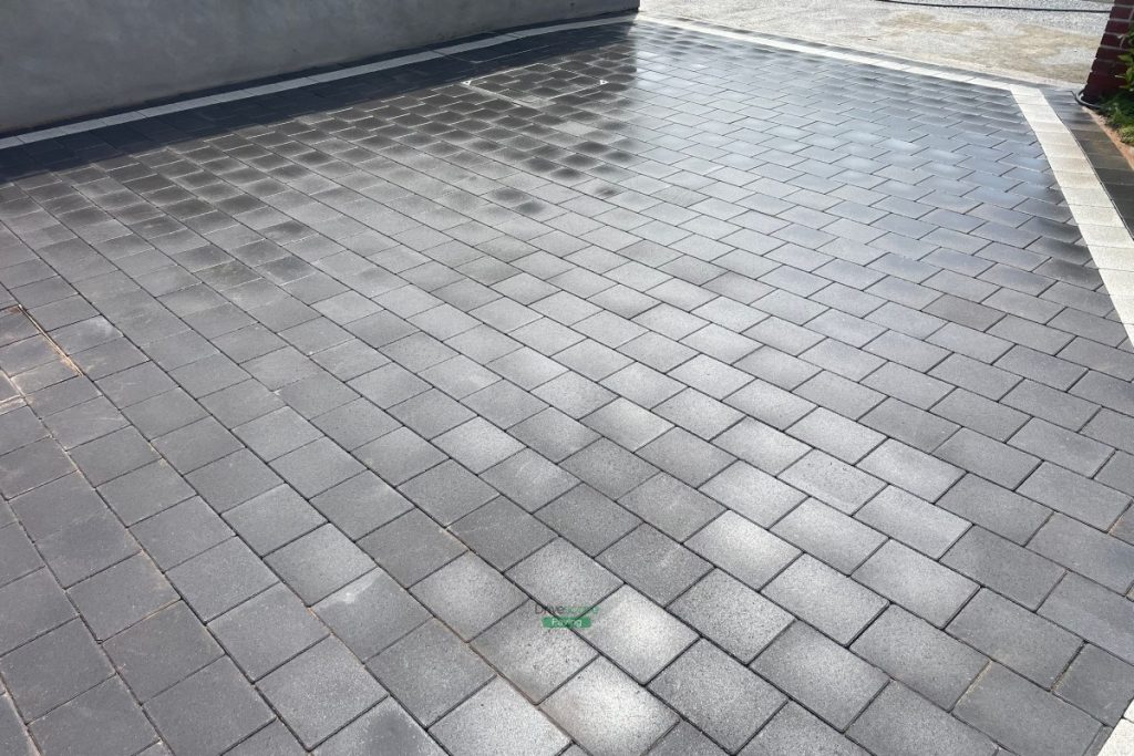Charcoal Corrib Block Paved Driveway with Silver Granite Borderline in Huntstown, Dublin (3)