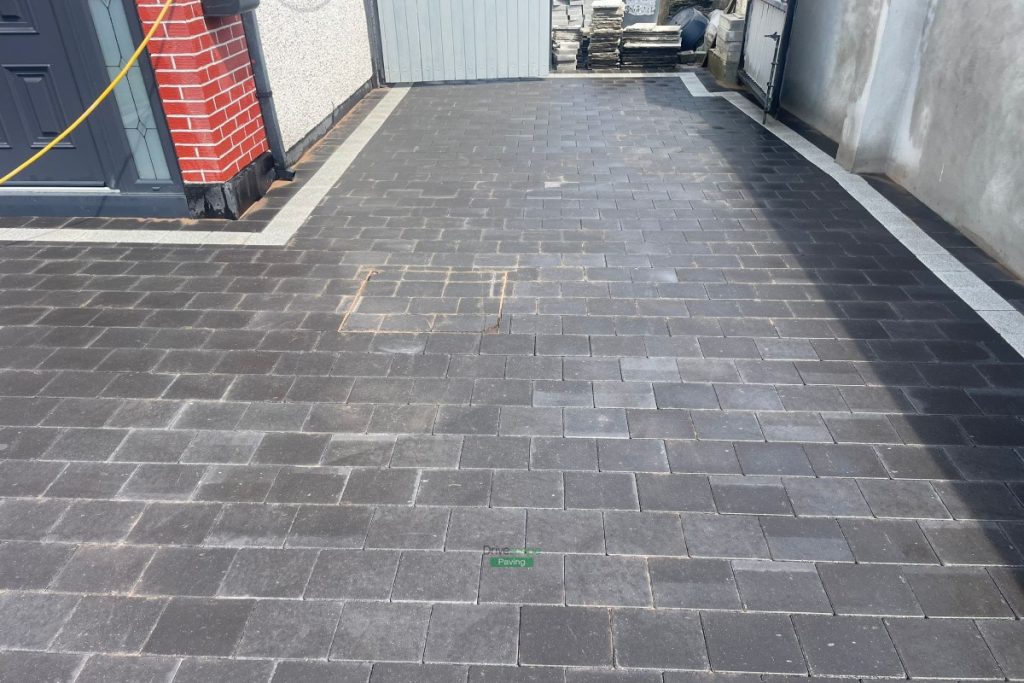Charcoal Corrib Block Paved Driveway with Silver Granite Borderline in Huntstown, Dublin (5)
