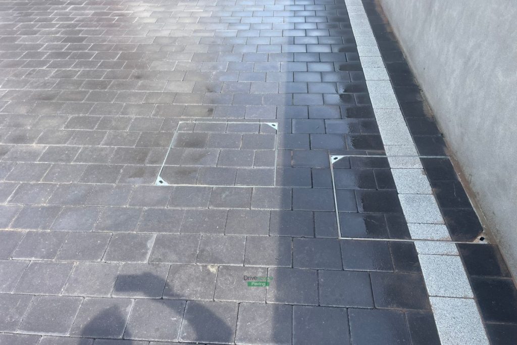 Charcoal Corrib Block Paved Driveway with Silver Granite Borderline in Huntstown, Dublin (6)