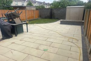 Patio with Sorrento Slabs and Charcoal Borderline, Raised Flowerbeds and ACO Drains in Dublin 15 (6)