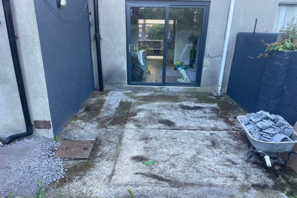 Patio with Porcelain Tiles and Granite Cobbles in Santry, Dublin (1)