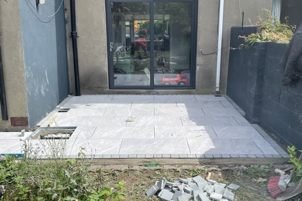 Patio with Porcelain Tiles and Granite Cobbles in Santry, Dublin (4)