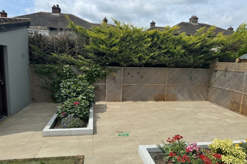 Porcelain Tiled Patio with Garden Archway and Golden Gravel in Sutton, Co. Dublin (11)