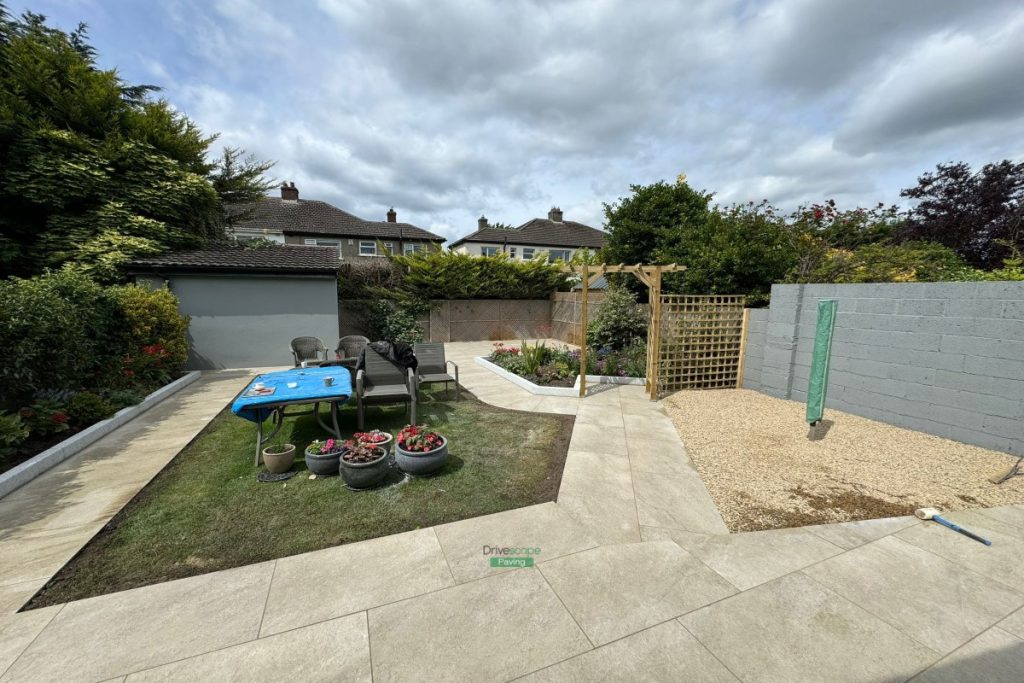 Porcelain Tiled Patio with Garden Archway and Golden Gravel in Sutton, Co. Dublin (13)