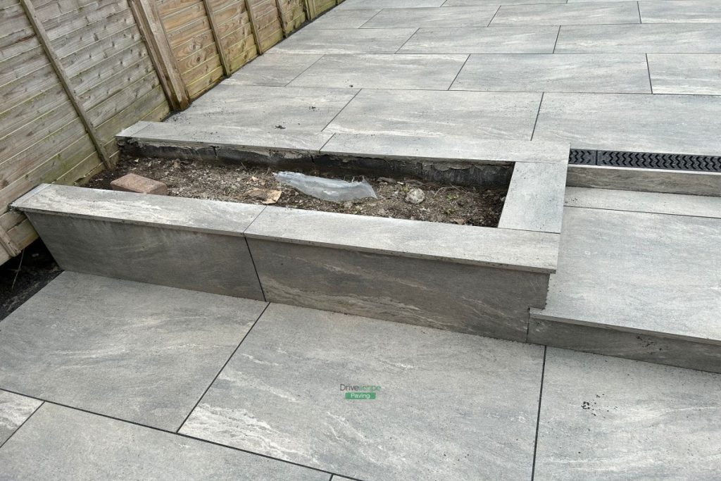 Tiered Porcelain Tiled Patio with Raised Flowerbeds in Blackrock, Dublin (9)