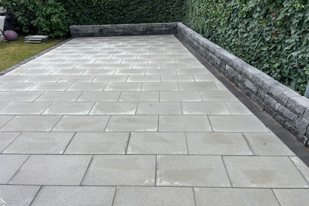 Patio with Silver Granite Slabs and Charcoal Borderline in Artane, Dublin