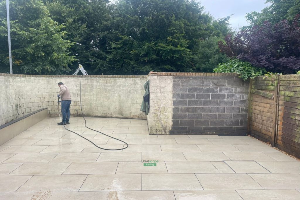 Porcelain Tiled Patio with Raised Flowerbeds in Dublin