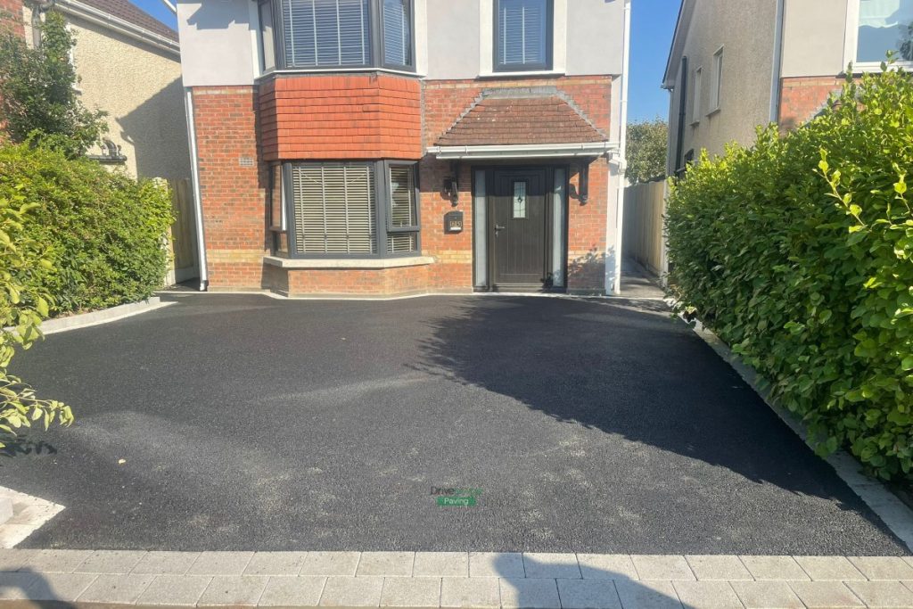 Asphalt Driveway with Silver Granite Corrib Borders in Swords, Dublin