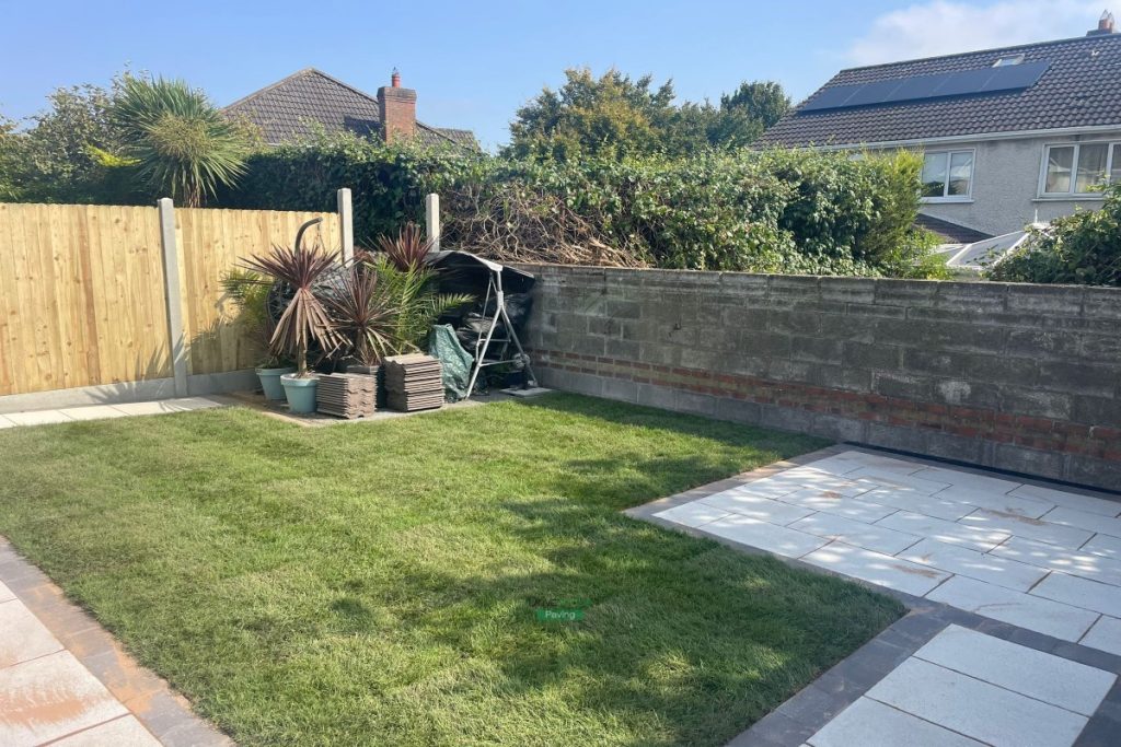 Patio with Silver Granite Slabs, New Lawn and Fencing in Swords, Dublin (6)