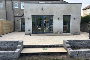 Patio with Porcelain Tiles and Limestone Cobbles in Clontarf, Dublin (14)