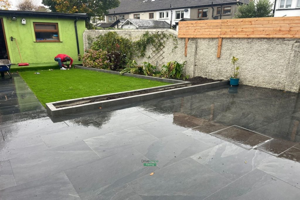 Patio with Brazilian Black Porcelain Tiles in Clontarf, Dublin