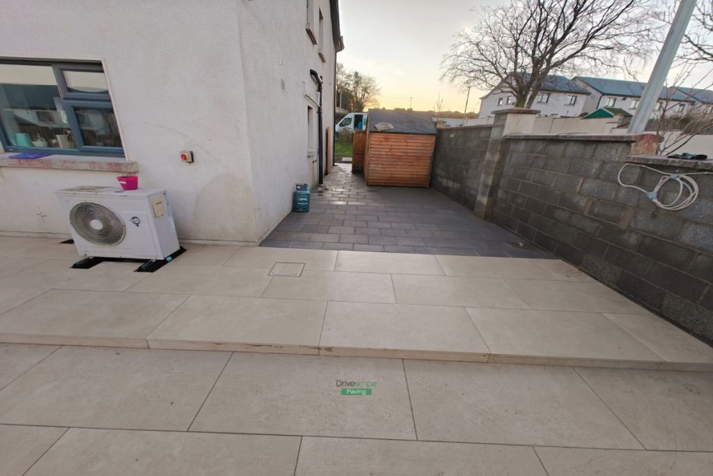 Porcelain Tiled Patio with Artificial Grass and Classic Slabs in Wicklow (2)